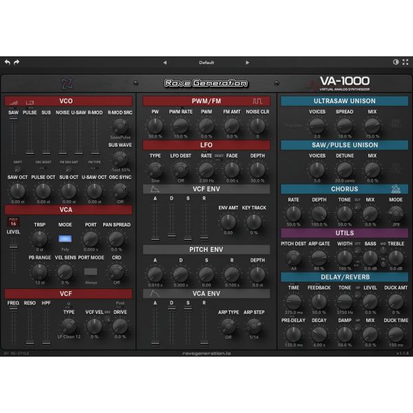 Re-Style VA-1000 - virtuell-analoger Synthesizer mit 16 Stimmen und Ultrasaw - Download
