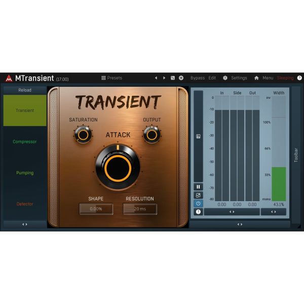 Melda MTransient - Transienten-Designer mit Sättigung - Download
