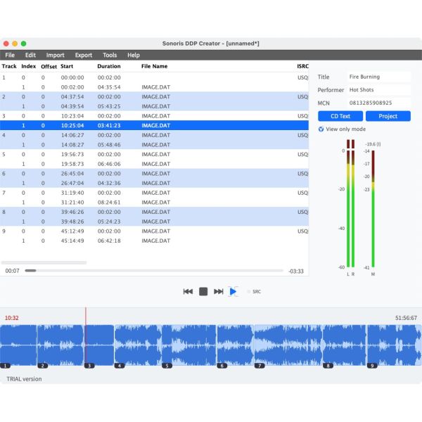 Sonoris DDP Creator Pro - Software für CD-, DDP- und Vinyl-Mastering - Download