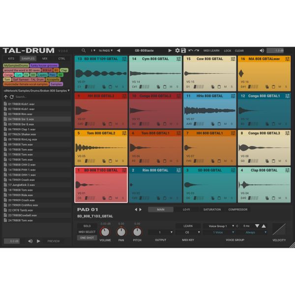 TAL Drum - Drum-Sampler mit Lo-Fi-Resampling - Download