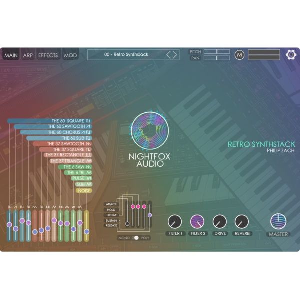 Nightfox Audio Retro Synthstack - virtuelles Instrument mit gesampelten Analog-Synthesizern - Download